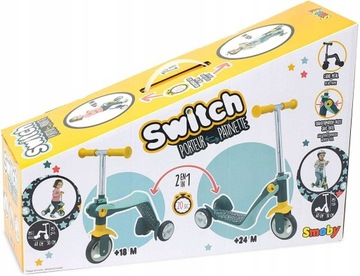 ТРЕХКОЛЕСНЫЙ ДЕТСКИЙ САМОКАТ 2 В 1 RIDE-ON SMOBY