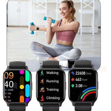 SMARTWATCH ZEGAREK POLSKIE MENU ROZMOWY SPORT SMART WATCH DAMSKI BLACK