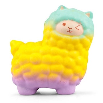 Squishy Puffems maskotka gniotka tęczowy OWIECZKA