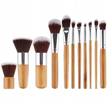 НАБОР БАМБУКОВЫХ КИСТЕЙ ДЛЯ МАКИЯЖА 11 ШТ. + ЧЕХОЛ