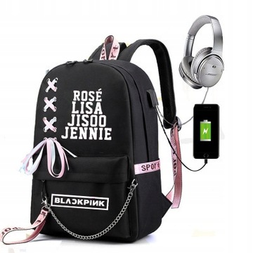 ШКОЛЬНЫЙ РЮКЗАК BLACKPINK USB A4 БОЛЬШИЕ УЗОРЫ