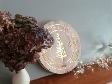 Merry Christmas круглая плоская подвеска 30см
