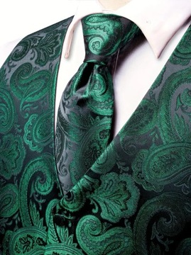 L Kamizelka Krawat elegancka do garnituru Zielona Czarna