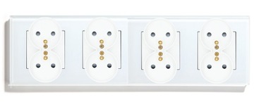 GNIAZDKO ELEKTRYCZNE SZKLANE POCZWÓRNE KONTAKT 16A 4x PODWÓJNE