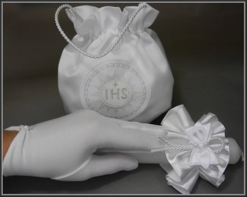 Набор для причастия для альба или платья для причастия: сумка и перчатки IHS.