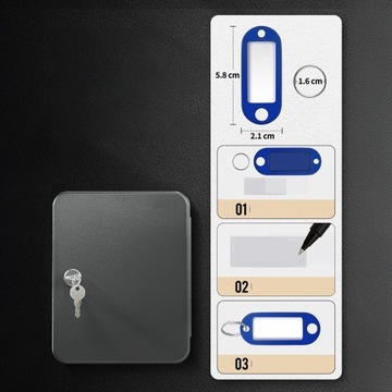 Коробка Шкаф Шкатулка Сейф для ключей с замком, металлический размер XL + 48 подвесок