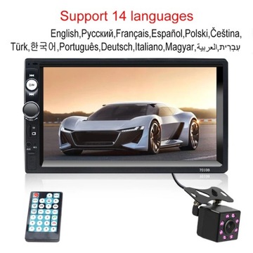 Z 8 stylami kamery LED Radio 2 Din Bluetooth 7 Ekran dotykowy FM MP5 USB
