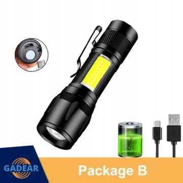 Przenośna ładowalna latarka LED z zoomem XP-G Q5
