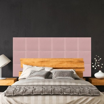 Miękkie Panele Tapicerowane KWADRAT 50x50 RÓŻOWY WELUR Zagłówek Wezgłowie