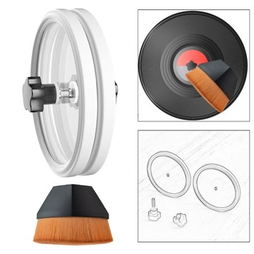 Zacisk do czyszczenia płyt winylowych 7 do 12 cali Akcesorium ze szczotką czyszczącą biały