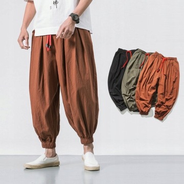 Spodnie męskie Wiosenne luźne szarawary bawełnian