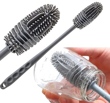 SILIKONOWA SZCZOTKA DO MYCIA SZKLANEK BUTELEK słoików pojemników MYJKA