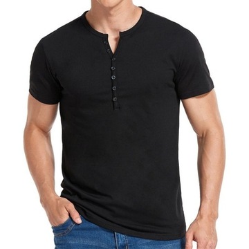 T-shirty męskie Slim Solid Muscle Sportowe koszule z krótkim rękawem Casual, L