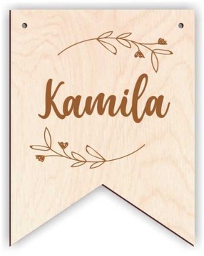 Деревянный вымпел с именной гирляндой ТАБЛИЧКА имя дня рождения один год