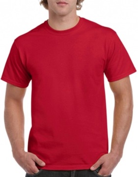 T-SHIRT tshirt KOSZULKA ODZIEŻ BLUZKA GŁADKA BEZ NADRUKU MĘSKA CZERWONA XL