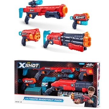 4x PISTOLETY KARABIN WYRZUTNIA + STRZAŁKI AUTOMAT ZESTAW 48 STRZAŁEK X-SHOT