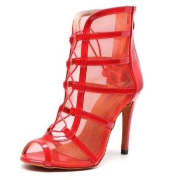 BUTY DO TAŃCA TOWARZYSKIEGO TANECZNE 10cm CZERWONY