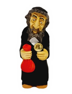 RĘCZNIE RZEŹBIONA FIGURKA DREWNIANA ŻYD - DUŻY 15CM - RÓŻNE MOTYWY