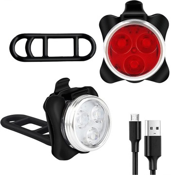 Lampka Rowerowa Światło PRZÓD TYŁ LED na rower kierownicę MOCNA USB