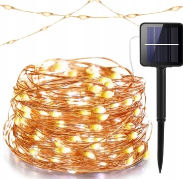 GIRLANDA SOLARNA 200 LED 22m LAMPKI OGRODOWE
