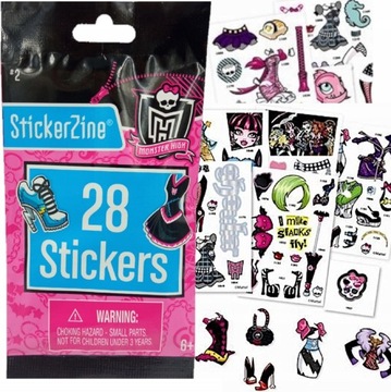 SASZETKA UPIORNE NAKLEJKI MONSTER HIGH 28 NAKLEJEK