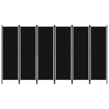 vidaXL Parawan 6-panelowy, czarny, 300 x 180 cm