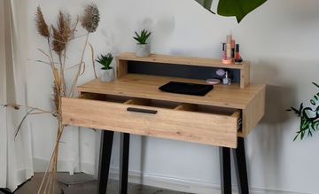 ТУМОДНЫЙ СТОЛИК LENA PLUS, ДУБ АРТИЗАН, ЧЕРНЫЕ НОЖКИ, 90 СМ