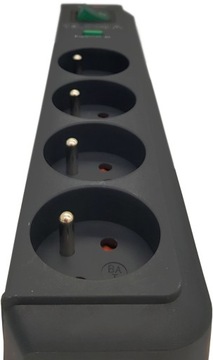 Listwa Przepięciowa Przedłużacz Czarny 4 Gniazda Kabel 1,5m 13500A Włącznik