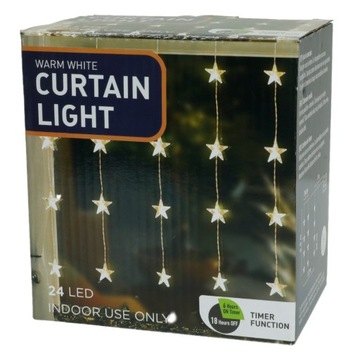 LAMPKI ŚWIĄTECZNE KURTYNA GWIAZDY GIRLANDA 24/3XAA