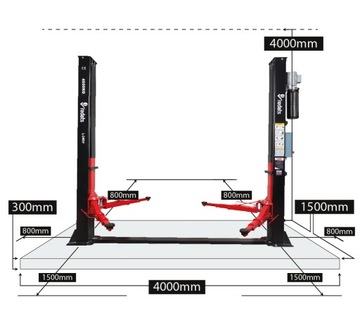 Podnośnik Dwukolumnowy Automat REDATS L-240F 4 TONY 230V Symetryczne Łapy
