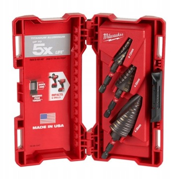 MILWAUKEE ZESTAW WIERTEŁ STOPNIOWYCH UDAROWYCH 3PC 4-30mm 3szt