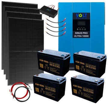 Zestaw Solarny 10000W Panel Solar 4 AKUMULATOR 100AH 4X PANEL 415W OFF GRID