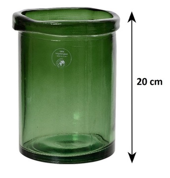 WAZON 20 cm cylindryczny butelkowa zieleń szkło recykling styl skandynawski