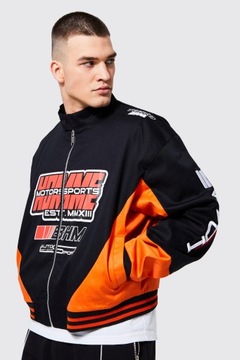 KURTKA MOTYCYKLOWA MĘSKA VARSITY RACING DIAGONAL TALL BOOHOO M 38