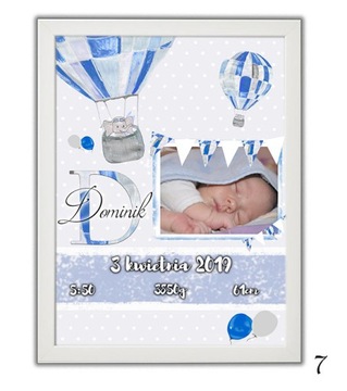 Metryczka plakat dla dziecka ze zdjęciem prezen a4
