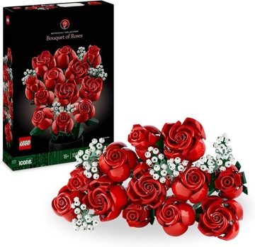 LEGO Bukiet róż, zestaw sztucznych kwiatów do dekoracji, na Walentynki