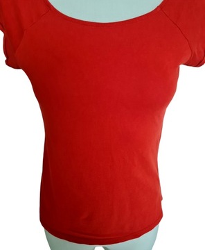 388. Klasyczna czerwona bluzka damska koszulka t-shirt XS 34