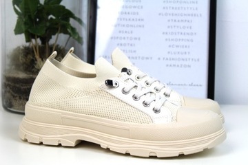 БЕЖЕВЫЕ КРОССОВКИ НА ПЛАТФОРМЕ SPORTS SOCK 39