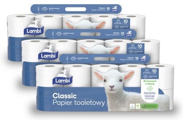 Papier Toaletowy Lambi Classic bezzapachowy 3 warstwy celulozowy 10 rolek
