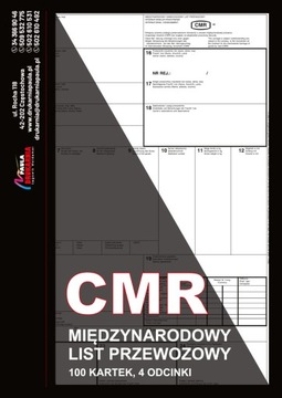 Druki CMR Międzynarodowy List Przewozowy 100 kartek 4 odcinki - 1 bloczek