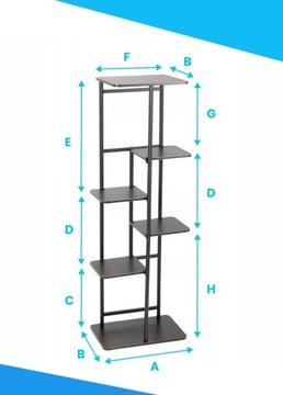 Большая подставка для цветов 106см металл, 7 уровней для цветов, полка-чердак MONDO