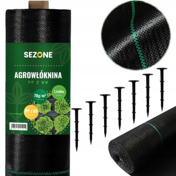 AGROTKANINA 1,1x50m AGROWŁÓKNINA MATA ANTYCHWASTOWA MOCNA 70g/m2 UV SZPILKI