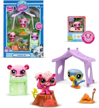 Nowe Littlest Pet Shop Zestaw Figurki Camping Zwierzątka LPS + Kod