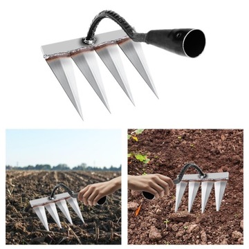 Грабли для удаления сорняков. Грабли для газона и листвы. Грабли для приусадебного участка, 4 зубца.