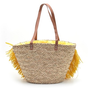 Корзина из натуральных материалов с желтыми элементами Scaviola TG-2