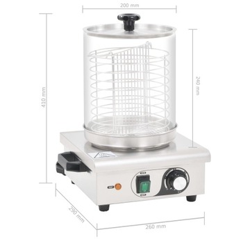 vidaXL Подогреватель для хот-догов, нержавеющая сталь, 450 Вт