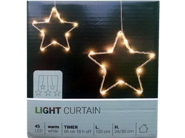 STARS 45 Светодиодная штора, ТАЙМЕР на батарейках, 120x30 см