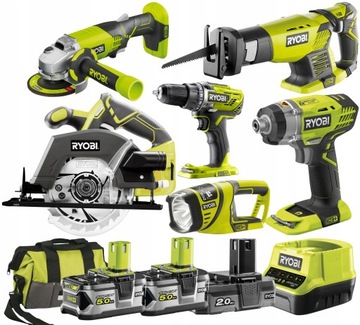 RYOBI ZESTAW COMBO 6 NARZĘDZI 18V 3x BATERIA