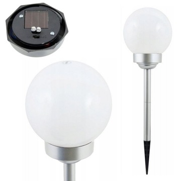 KULA LAMPA SOLARNA CHROMOWAMA OGRODOWA LAMPY 2LED