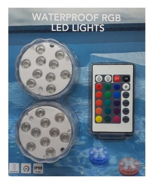 OŚWIETLENIE AKWARIUM LAMPKI DO BASENU 2 SZT WODOODPORNE IPX8 LED PILOT RGB